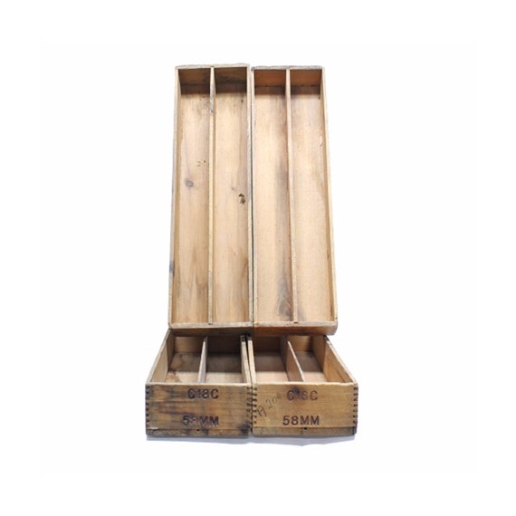 Vintage Industrial Wood Ammo Trays