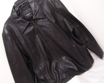 Genuine Leather, Black Jacket, Zip Front, OakBrook, Plus Size,, 2x -22-24, Alaska Cruise Wear, Motorcycle Jacket, WHAT A BARGAIN