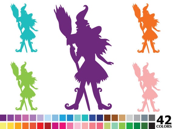 Download Items similar to Rainbow Witch Silhouette Clipart ...
