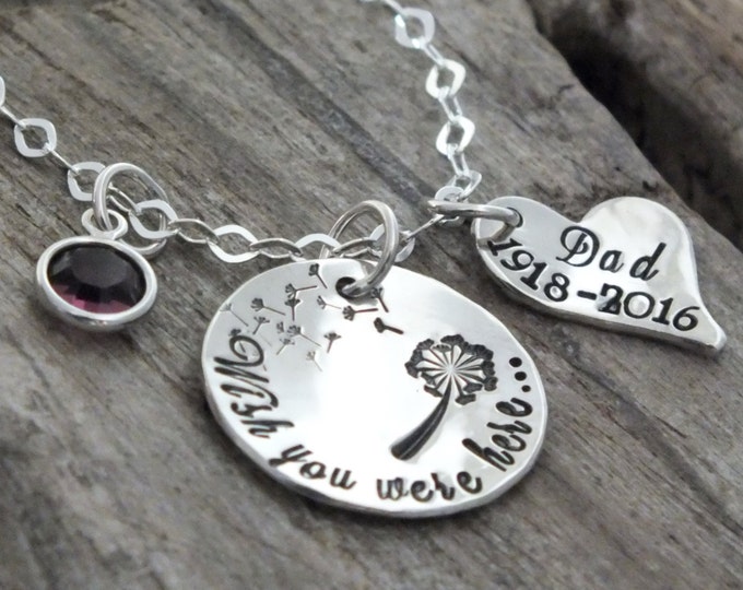 Memorial necklace - memory jewelry remembrance - dandilion - miss you - memory necklace - remembrance necklace
