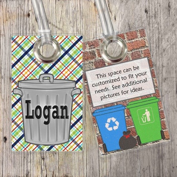 Trash Can Trash Truck Garbage Truck Custom Tags for