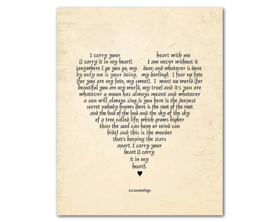 I carry your heart with me ee cummings canvas wall art