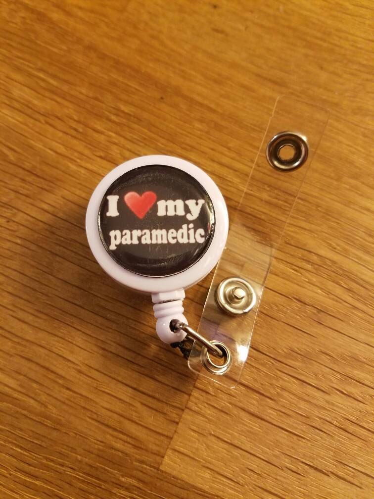 I Love My Paramedic Themed ID Badge Reel