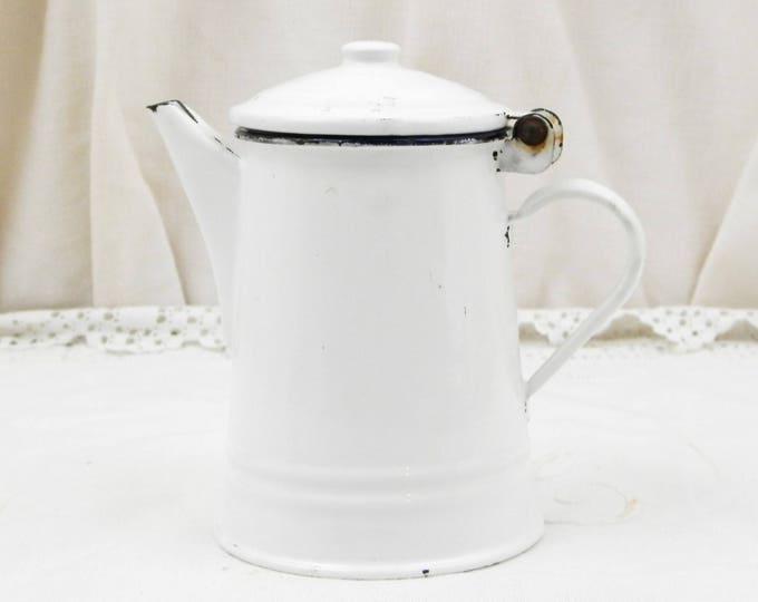 Small Vintage White Enamelware Coffee Pot / Cafetière, Child's Toy Made in Eastern Europe, French Country Decor, Cottage Kitchen Enamel Small Vintage White Enamelware Coffee Pot / Cafetière, Child's Toy Made in Eastern Europe, French Country Decor, Cottage Kitchen Enamel