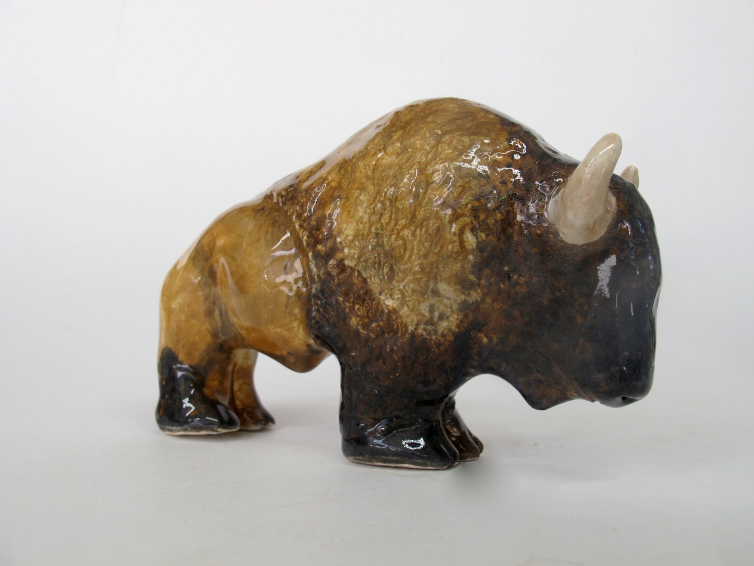 Clay Buffalo Realistic Handmade Bison Sculpture Detailed