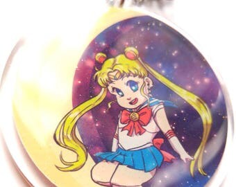 Sailor Moon Usagi 2.5" Double Sided Glitter Epoxy Charm