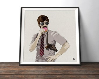 Beastie Boys Cop Music Poster - Illustration Inspired by the Song 'Sabotage'. Fun gift for music lovers. Vinyl record inspired wall art.
