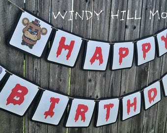 FNAF Five Nights at Freddy's Happy Birthday Banner Party Decoration