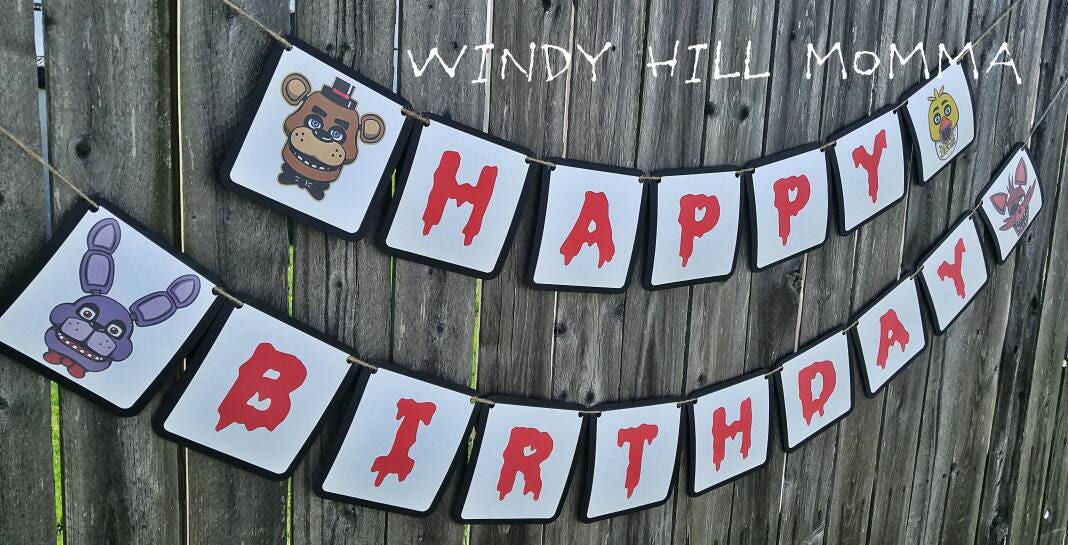 FNAF Five Nights at Freddy's Happy Birthday Banner Party
