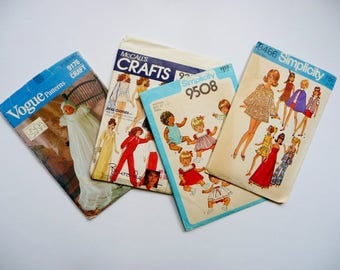 Vintage LOT Doll Clothes Sewing Patterns - Vogue 9176, McCalls 9283, Simplicity 9508 8466