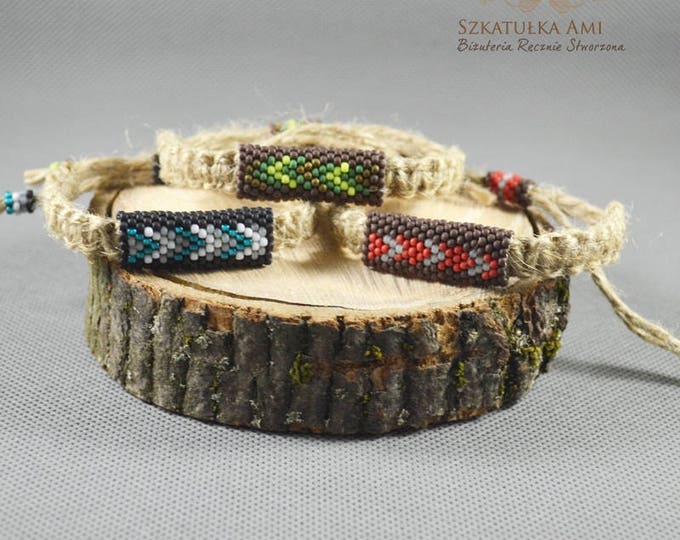 Red hemp bracelet, guys bracelet, men bracelet, natural bracelet, hippie bracelet, men jewelry, macrame bracelet, bead bracelet, beaded
