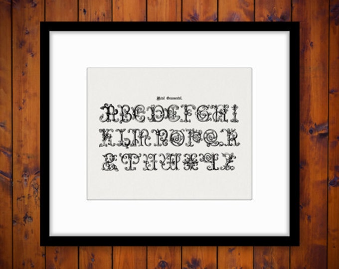 Digital Graphic Antique Alphabet Download Metal Ornamental Printable Image T-Shirts Jpg Png Eps HQ 300dpi No.421