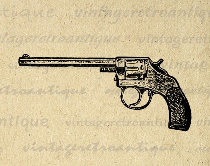 Western Revolver Gun Digital Image Download Pistol Graphic Printable Antique Clip Art Jpg Png Eps HQ 300dpi No.1304