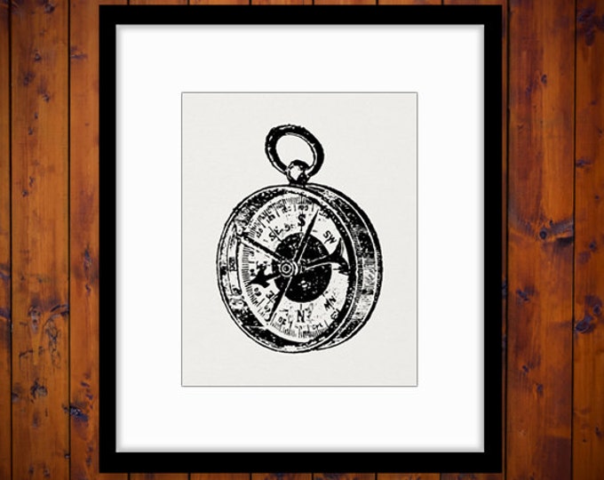 Antique Compass Printable Image Digital Download Graphic Vintage Clip Art Jpg Png Eps HQ 300dpi No.1131