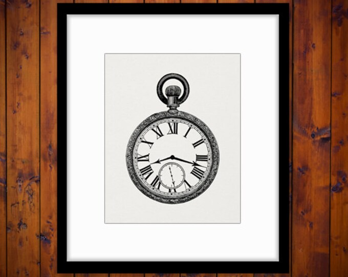 Engraved Pocket Watch Image Digital Graphic Download Printable Antique Clip Art Jpg Png Eps HQ 300dpi No.1841