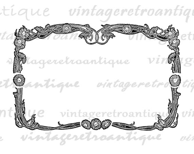 Flower Frame Printable Graphic Image Digital Download Artwork Antique Clip Art Jpg Png Eps HQ 300dpi No.2982