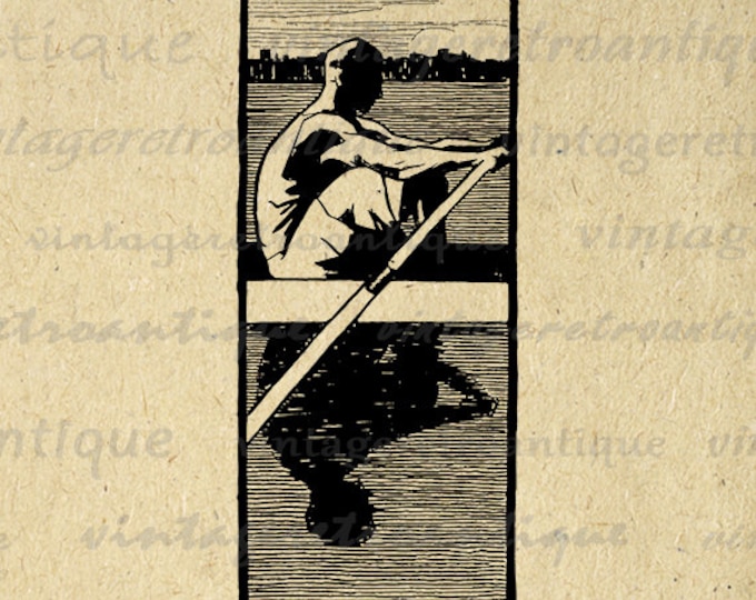 Digital Printable Crew Graphic Rowing Image Download Artwork Vintage Clip Art Jpg Png Eps HQ 300dpi No.4251