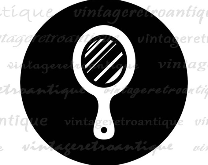 Hand Mirror Graphic Printable Download Barber Salon Icon Hairdresser Image Digital Antique Clip Art Jpg Png Eps HQ 300dpi No.4361