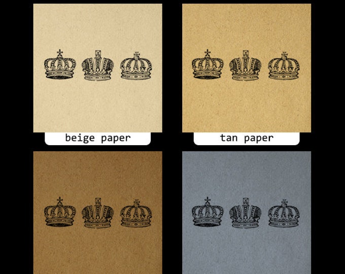 Crown Set Printable Digital Download Collage Sheet Graphic Royal Image Vintage Clip Art Jpg Png Eps HQ 300dpi No.623