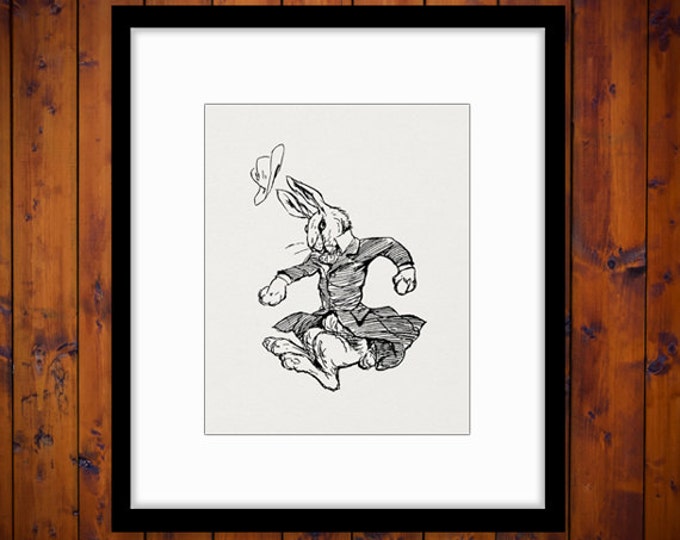 Printable Image Mr Rabbit Download Digital Antique Bunny Cartoon Illustration Graphic Artwork Vintage Clip Art HQ 300dpi No.1906