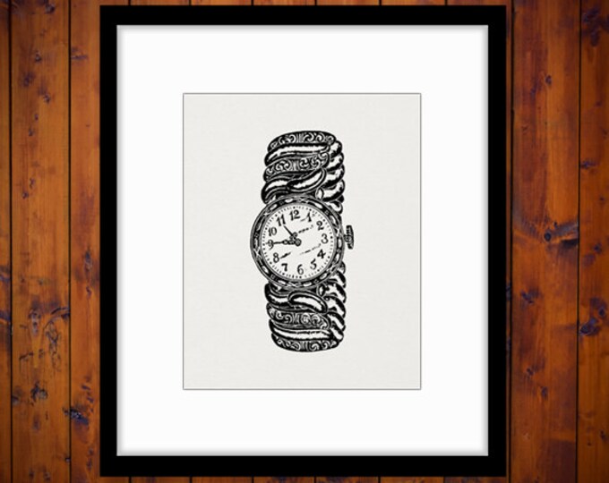 Printable Antique Watch Digital Graphic Illustration Image Download Vintage Clip Art Jpg Png Eps HQ 300dpi No.1345