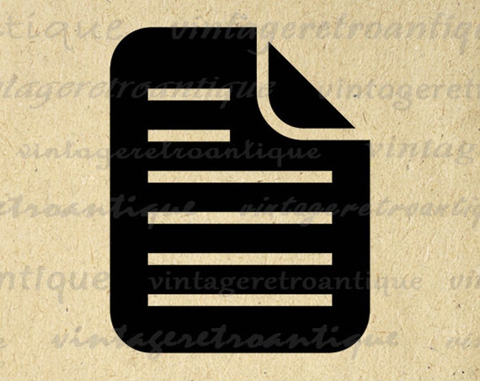 Printable Digital Document Icon Graphic Paper Document Download Image Vintage Clip Art Jpg Png Eps HQ 300dpi No.3936