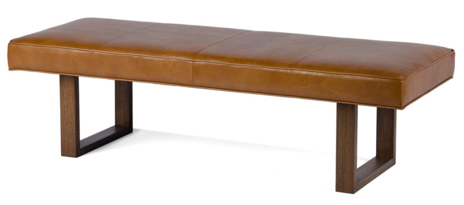 Genuine Leather Upholstered Bench, Ottoman, Coffee Table