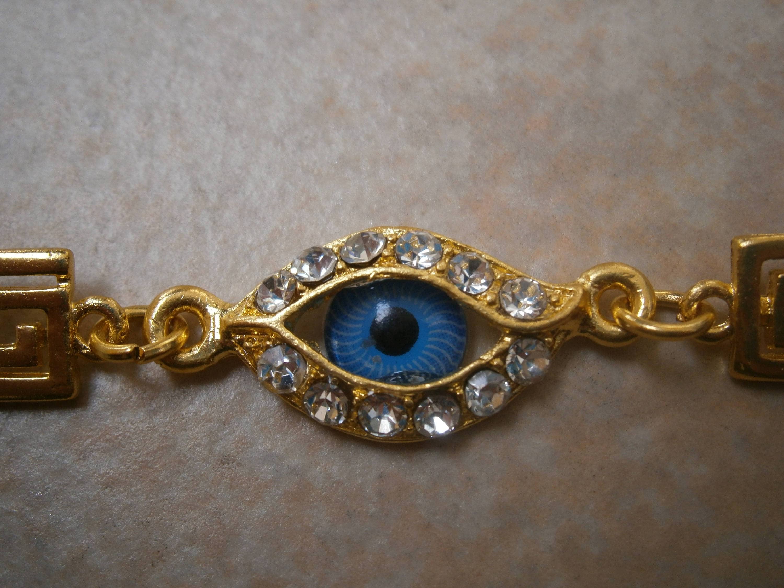 GREEK EVIL EYE Gold Tone Evil Eye Anklet or Bracelet Charm