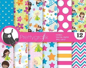 80% OFF SALE fairies digital paper, fairy scrapbook commercial use, scrapbook papers, background, christmas - PS780