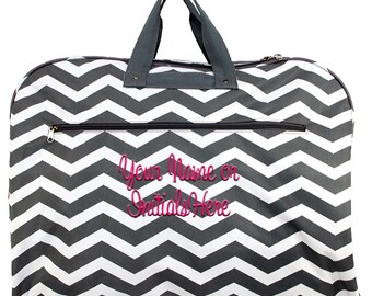Monogram Personalized Grey Chevron Garment Bags Women | Girls Clothes Bag | Luggage Travel Garment Bag | Dance Cheer Travel Dress Bags