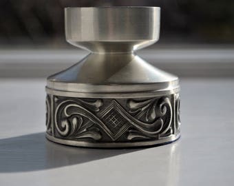 Norwegian Pewter Telemark Rosemaling Candle Holder Selandia