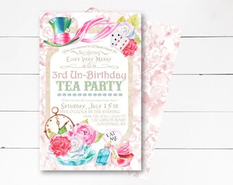 Alice in Wonderland Invitation, Alice in Wonderland Birthday, Alice in Onederland Invitation, Birthday Party Invite, DIY or Printed