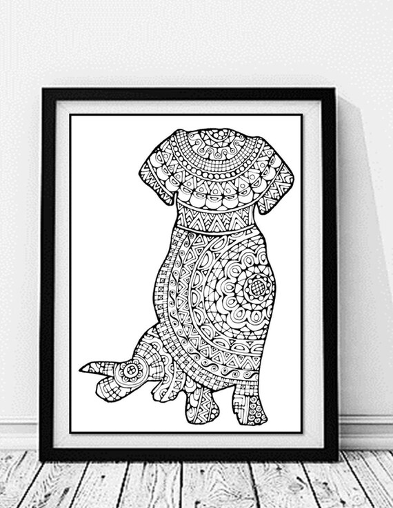 Download Sitting Puppy Dog Coloring Page Zentangle Custom Printable