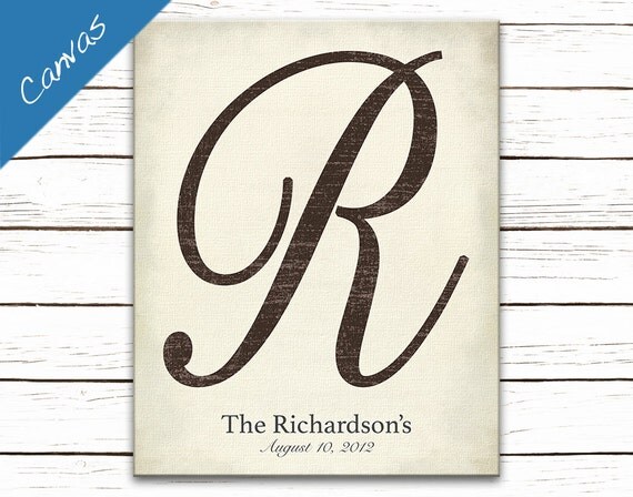 Family Monogram sign, Monogram Art, Personalized home decor, Letter Art Canvas, Letter Wall Art, Anniversary Gift, Personalized Gift, Script