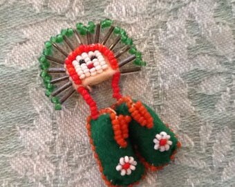 Vintage Beaded Native American Moccasin Pin