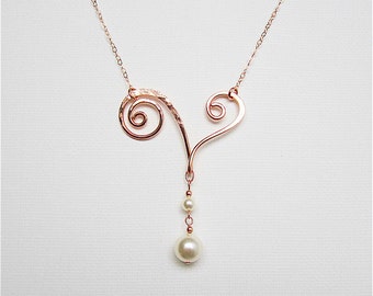 Rose Gold Bridal Jewelry Rose Gold Wedding Necklace Mothers Day Rose Gold Necklace Rose Gold Necklace Rose Gold With Pearl Rose Gold Pendant