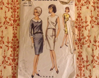 1960s Butterick 3814 bust 34 dress