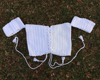 Off The Shoulder Crochet Crop Top, White Crochet Festival Top, White Crochet Lace Up Crop Top, Coachella Top