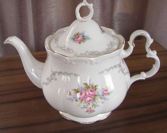 English Vintage Royal Albert Teapot Tranquillity Rose Design