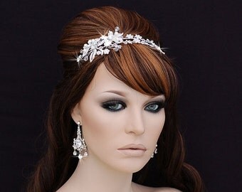 Crystal Headband , Bridal Headpiece , Bridal Hair Accessory , Wedding Headband , Swarovski Crystal Bachelorette Headband