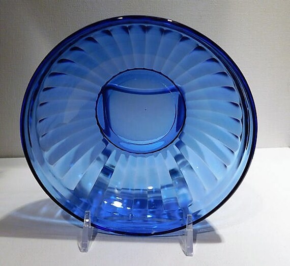 Cobalt Blue Depression Glass Bowl 1930s Art Deco AURORA Cereal Bowl Vintage Country Farm Farmhouse Kitchen Decor