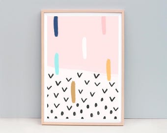 Contemporary Art Print, Modern Abstract Painting, Pink Abstract Art, Pink and Blue Art, Abstract Painting, Pastel Colour Art, Pink Art