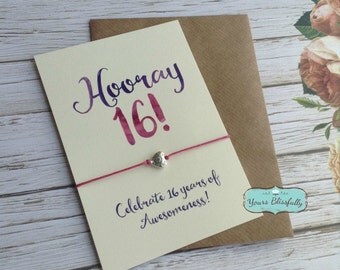 16th Birthday Friendship Bracelet, 16th Birthday Gift, 16th Birthday Bracelet, 16th gift, Jewellery 16th, 16th Wish Bracelet, Birthday Card