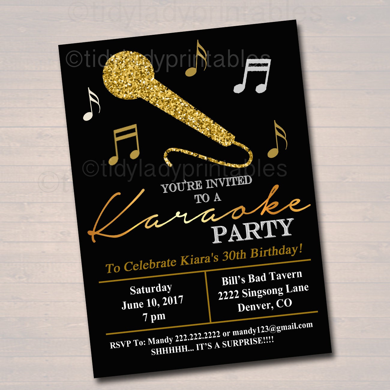 EDITABLE Adult Karaoke Party Invitation Birthday Invitation