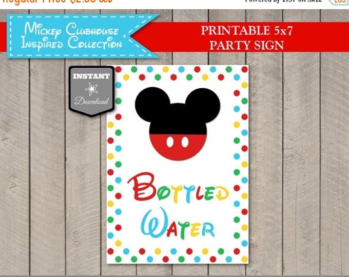 SALE INSTANT DOWNLOAD Mouse Clubhouse Bottled Water 5x7 Party Sign / Printable Diy / Clubhouse Collection / Item #1672