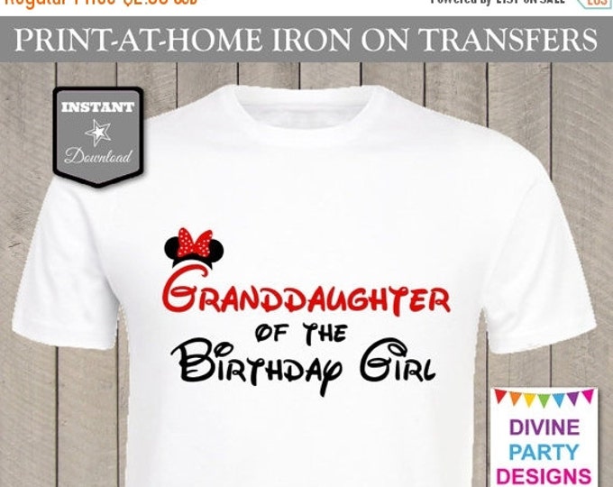 SALE INSTANT DOWNLOAD Print at Home Red Girl Mouse Granddaughter of the Birthday Girl Printable Iron On Transfer / T-shirt /Item #2471