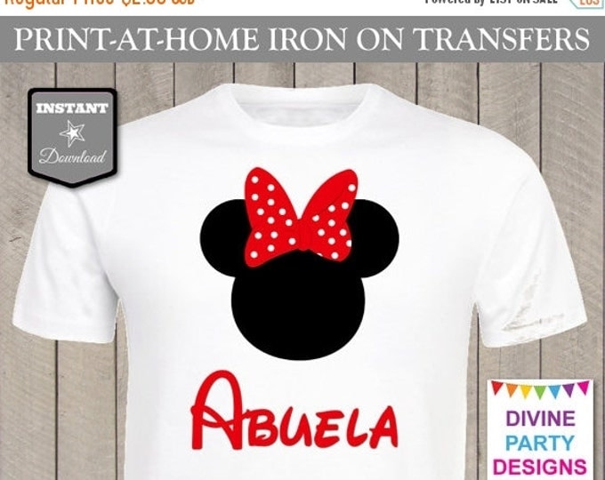 SALE INSTANT DOWNLOAD Print at Home Red Girl Mouse Abuela Iron On Transfer / Printable / Family / Grandma / Trip / Birthday / Item #2316