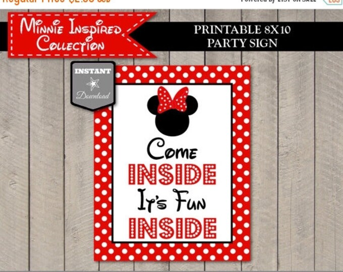SALE INSTANT DOWNLOAD Red Girl Mouse 8x10 Come Inside, It's Fun Inside Welcome Party Sign / Red Girl Mouse Collection / Item #1913