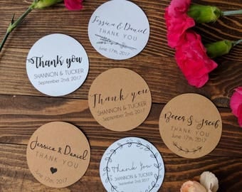 STICKERS! Custom Wedding Stickers, personalized wedding stickers, thank you stickers, white or Kraft brown, multiple sizes