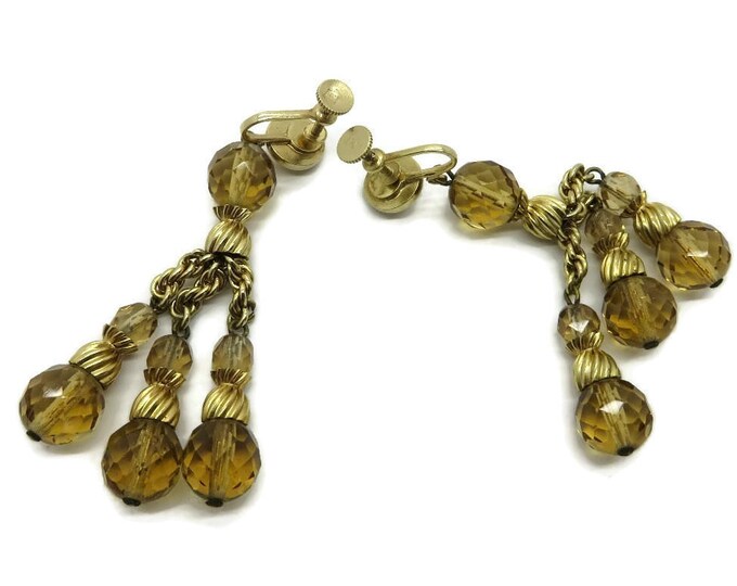 Eisenberg Bracelet Earrings Set, Vintage Demi Parure, Amber Glass Elegant Gift, Gift Box